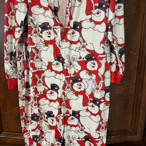 Frosty The Snowman Christmas Women’s one piece Pajamas Sleepwear Zipper  & Hood - Picture 7 of 9